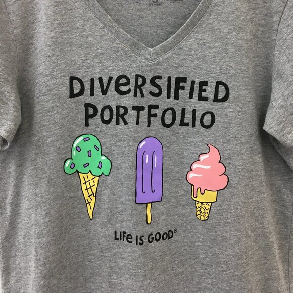 Life is Good Women's Short Sleeve Heather Gray Tee Size S EXCELLENT Condition - Picture 2 of 5